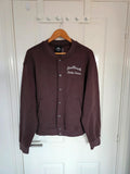 Pull&Bear men embroidered varsity jacket cotton blend bomber outer buttons brown S