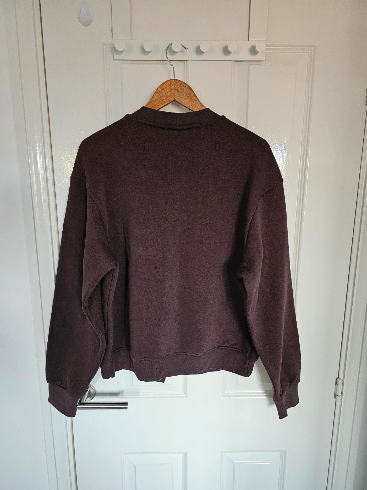 Pull&Bear men embroidered varsity jacket cotton blend bomber outer buttons brown S