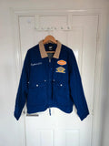 Pull&Bear Men's Blue Jacket Combined Collar & Patches Cotton Workwear Denim Bomber Varsity Outer L