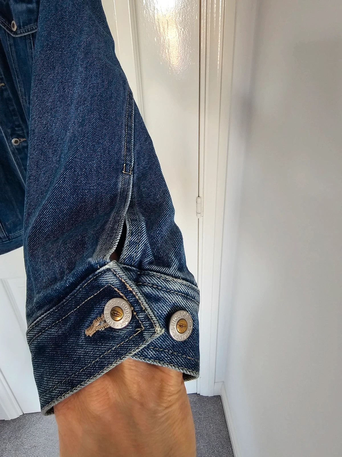 MadLady women blue denim oversized jacket 90' vintage streetwear buttons down cotton XL/14-16