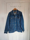 MadLady women blue denim oversized jacket 90' vintage streetwear buttons down cotton XL/14-16