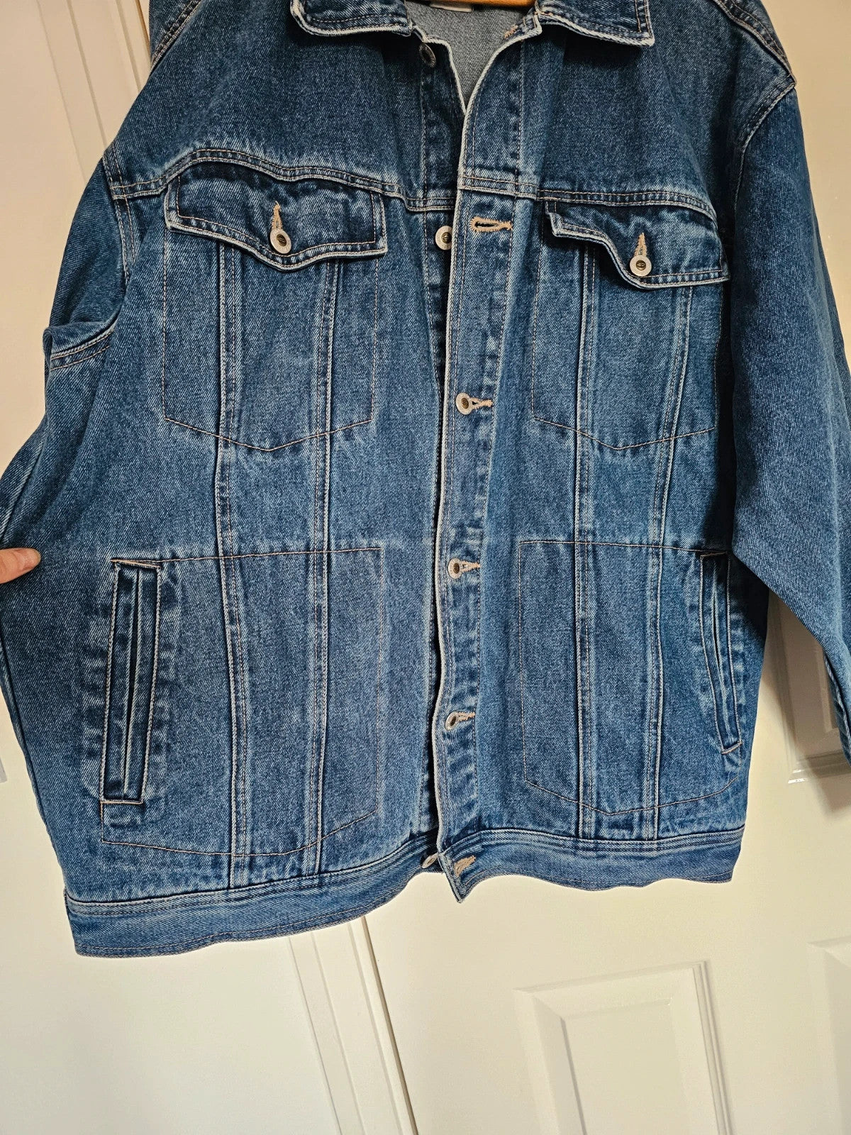 MadLady women blue denim oversized jacket 90' vintage streetwear buttons down cotton XL/14-16