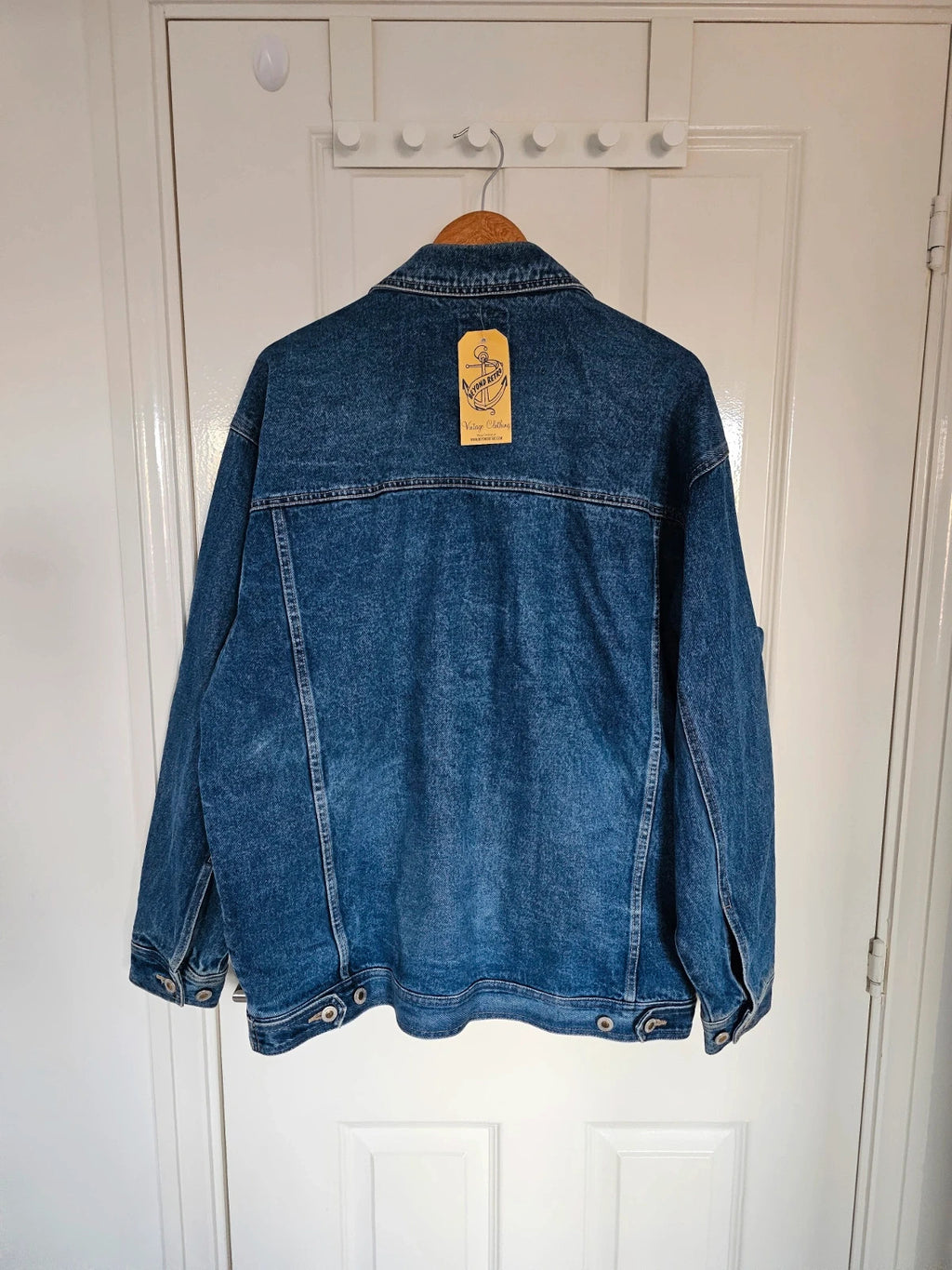 MadLady women blue denim oversized jacket 90' vintage streetwear buttons down cotton XL/14-16