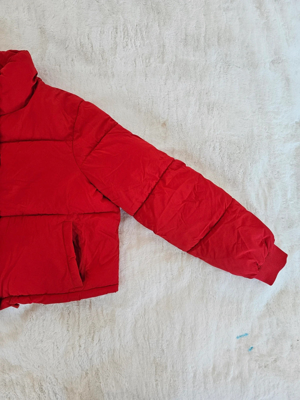 George G21 women cropped puffer jacket high neck zipper buttons casual red S/UK8-10