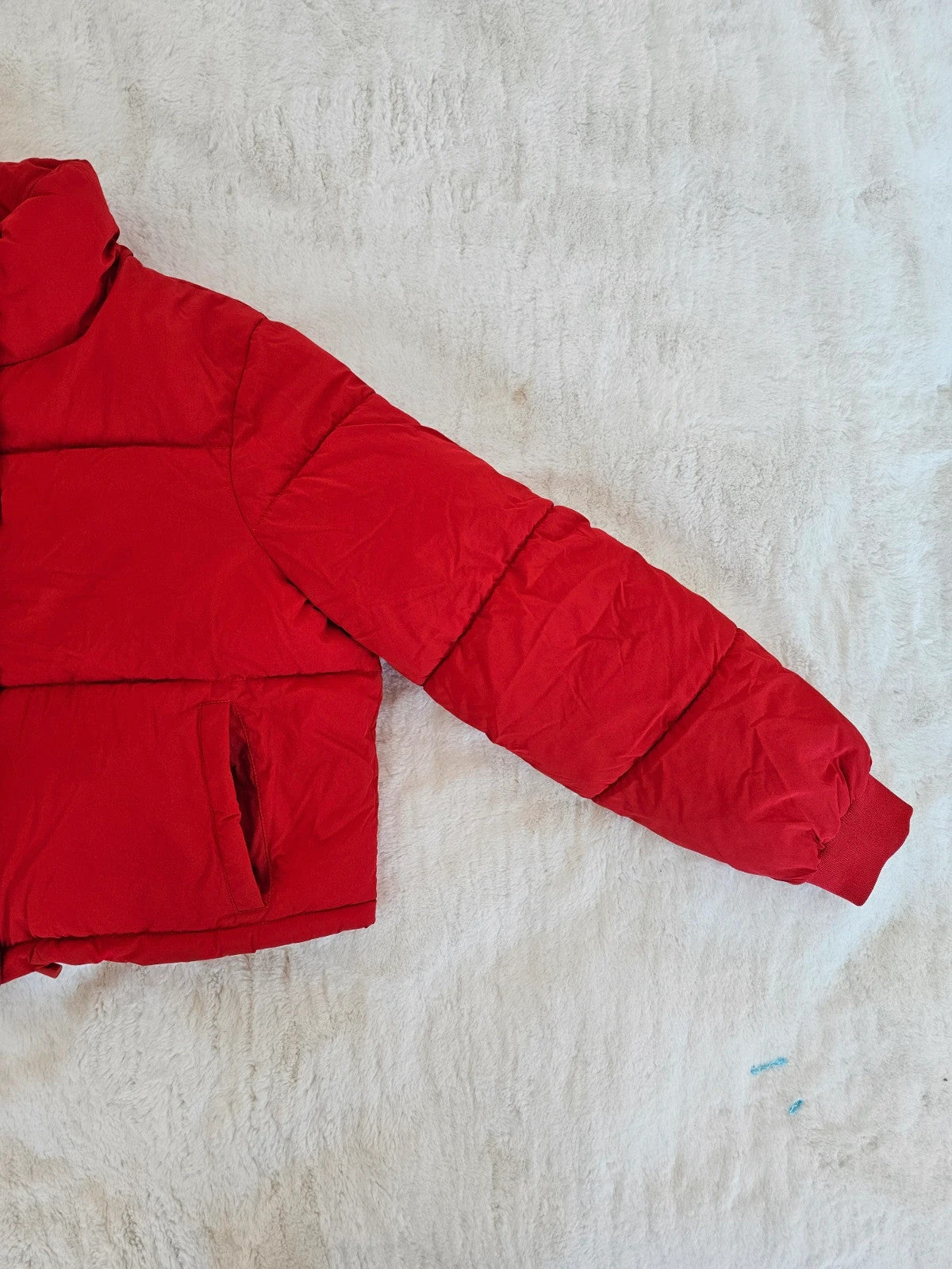 George G21 women cropped puffer jacket high neck zipper buttons casual red S/UK8-10