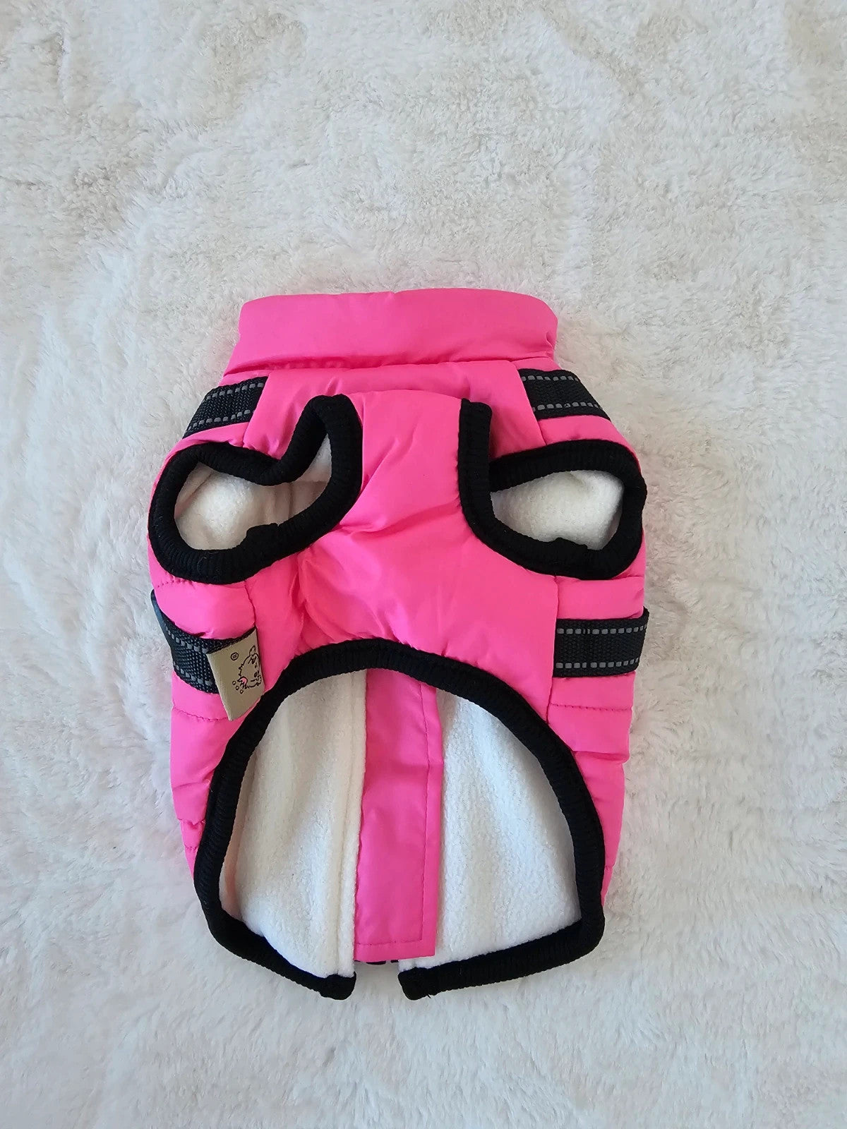 Fashion Sport small dog jacket with harness outdoor winter coat puppy dog vest pink small