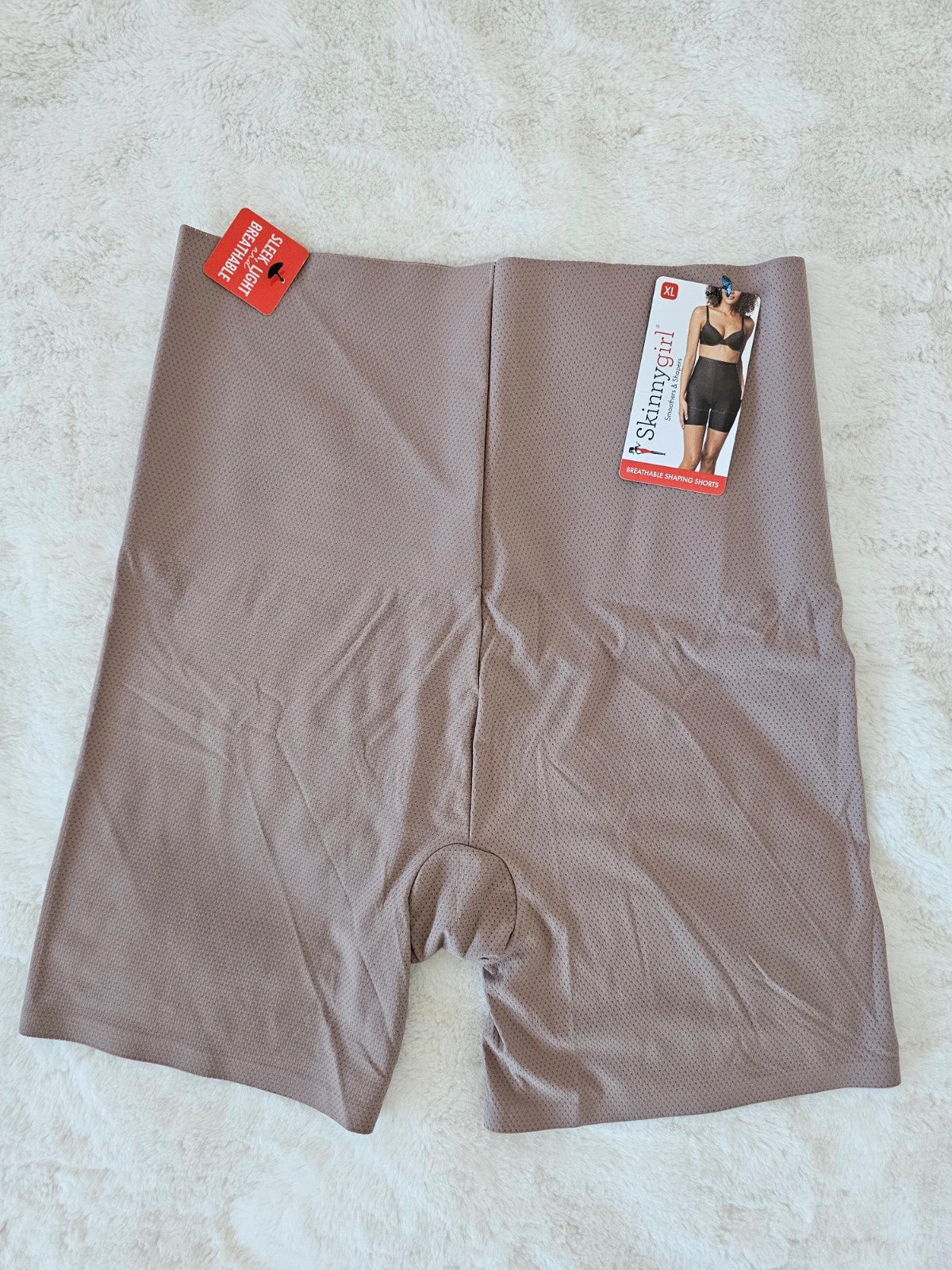 Skinnygirl women 2pcs breathable shaping shorts tummy tight slimmer high waist beige/black XL/14