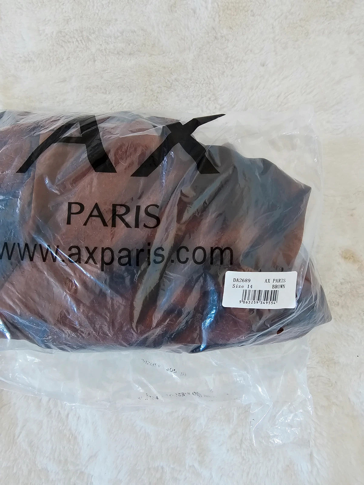 AX Paris Women Brown & Black Smudge Print Wrap Shirt Mini Dress 3/4 Sleeves Silk Feel XL/14