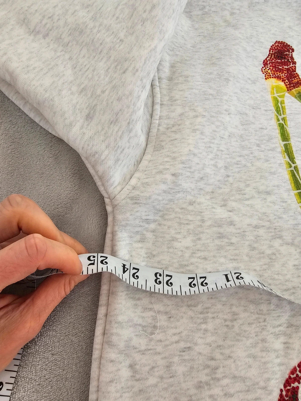 The honey hut Women Graphic Rhinestone Zip Jacket Hoodie Cotton Mix Marl Grey Cherry UK12