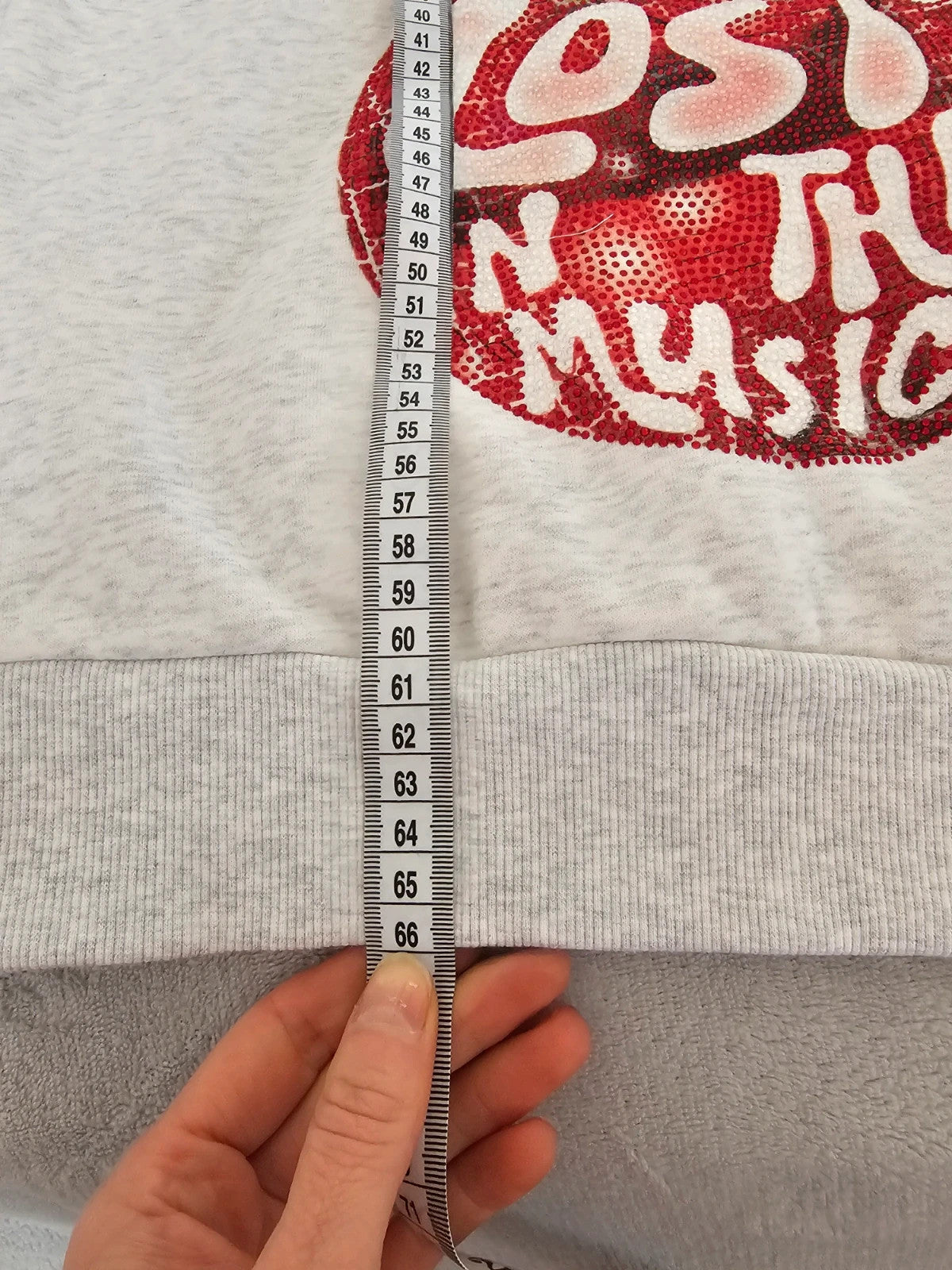 The honey hut Women Graphic Rhinestone Zip Jacket Hoodie Cotton Mix Marl Grey Cherry UK12