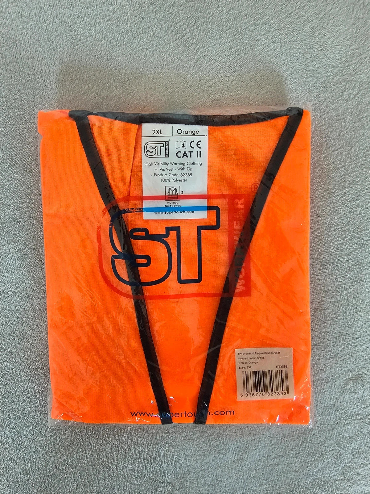 ST workwear men 2pcs Hi-Vis safety vest waistcoat high visibility CAT II orange 2XL