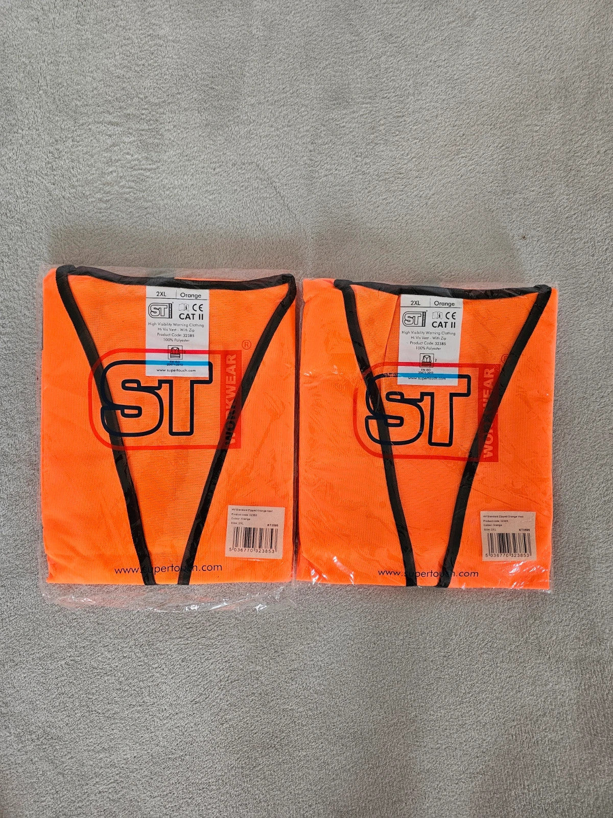 ST workwear men 2pcs Hi-Vis safety vest waistcoat high visibility CAT II orange 2XL