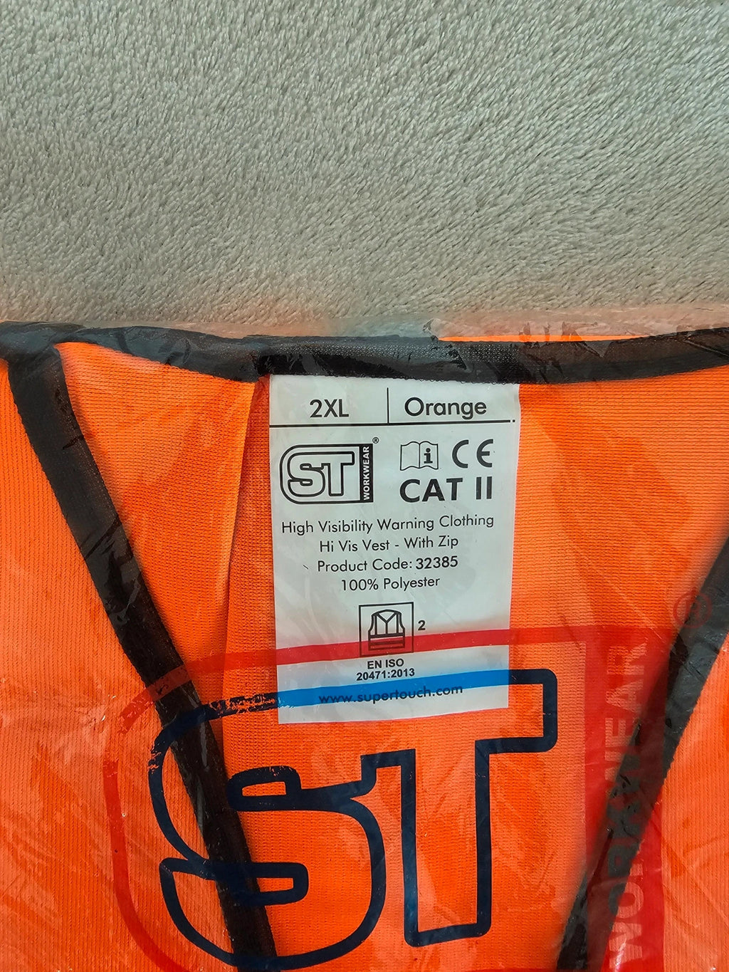 ST workwear men 2pcs Hi-Vis safety vest waistcoat high visibility CAT II orange 2XL