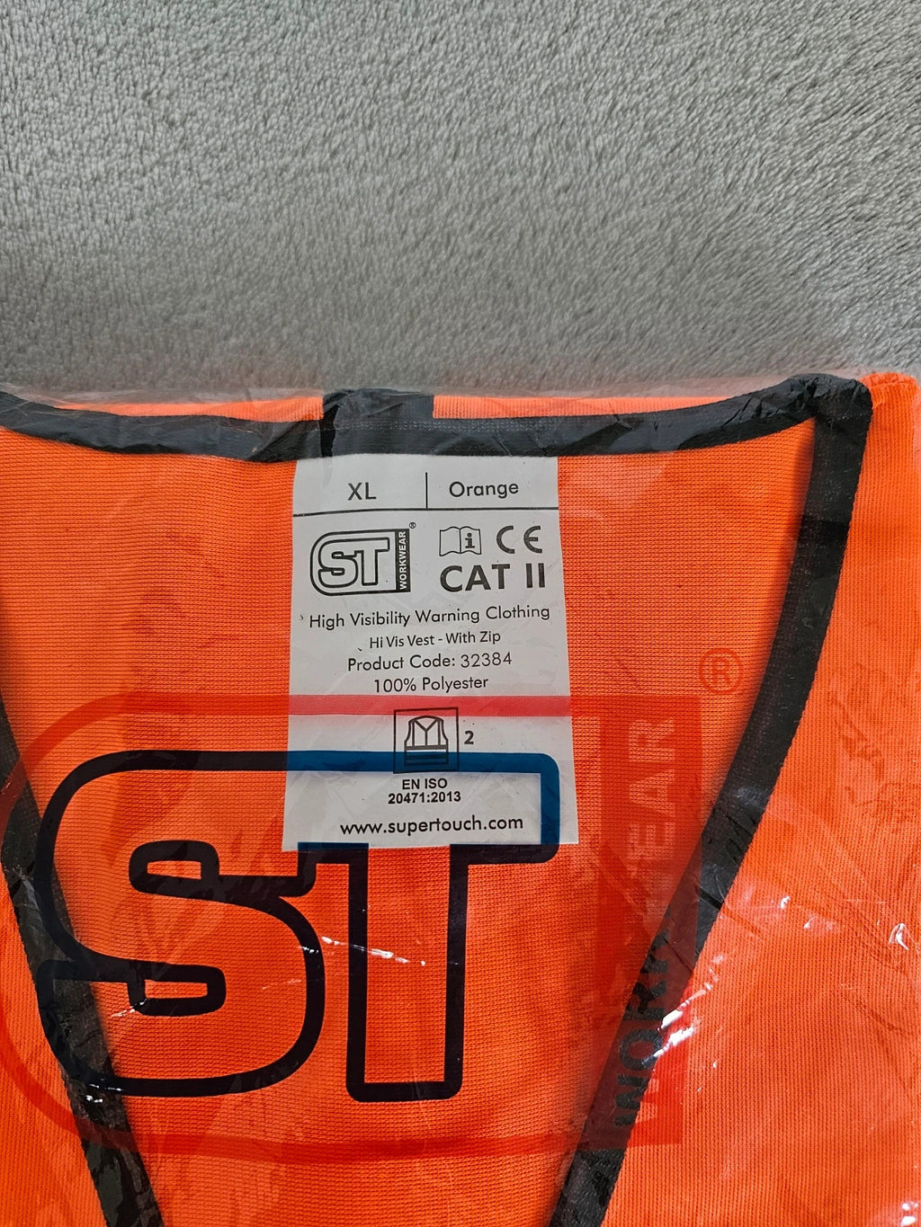ST workwear men Hi-Vis safety vest waistcoat high visibility CAT II zipper orange XL
