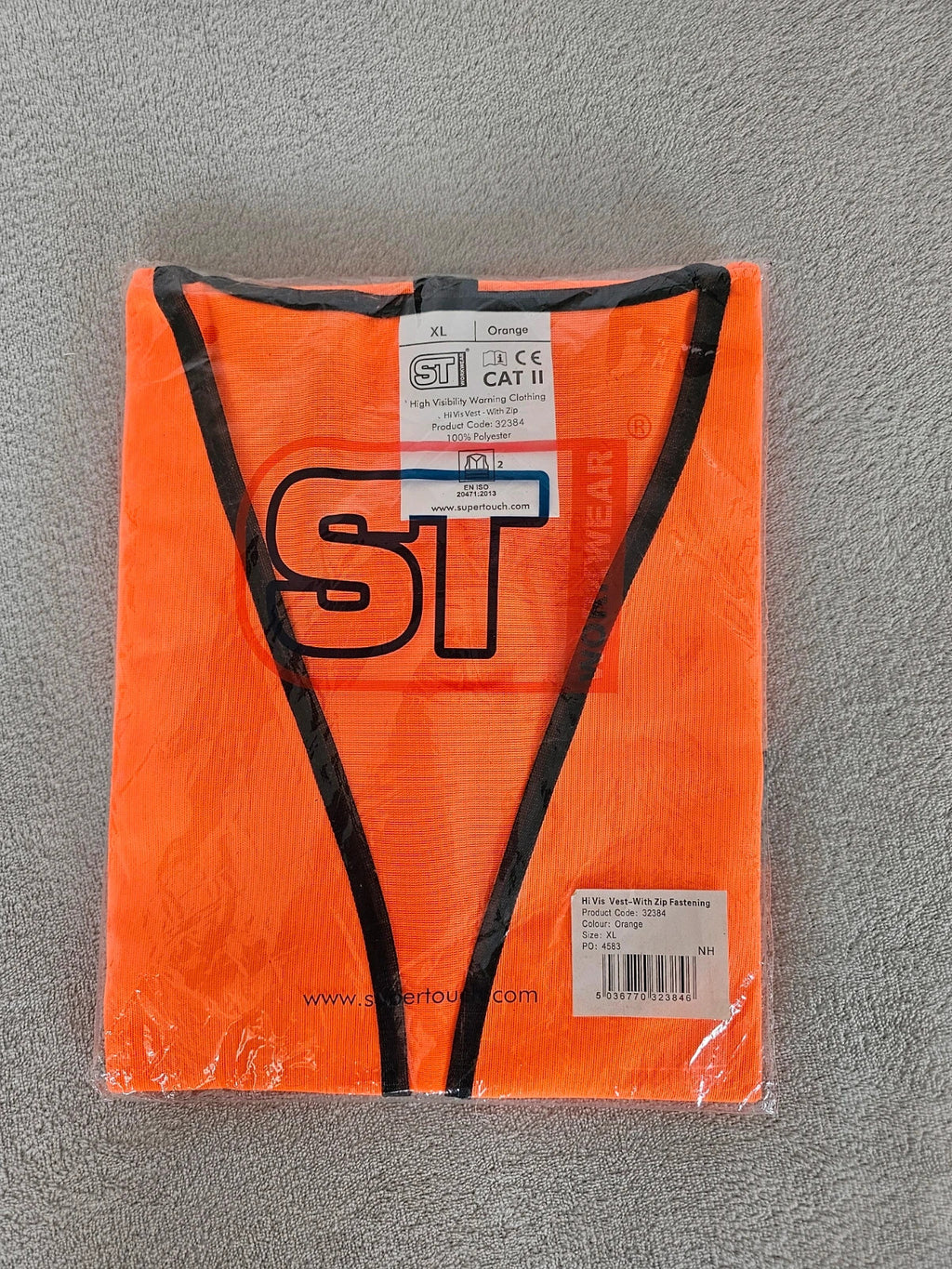 ST workwear men Hi-Vis safety vest waistcoat high visibility CAT II zipper orange XL