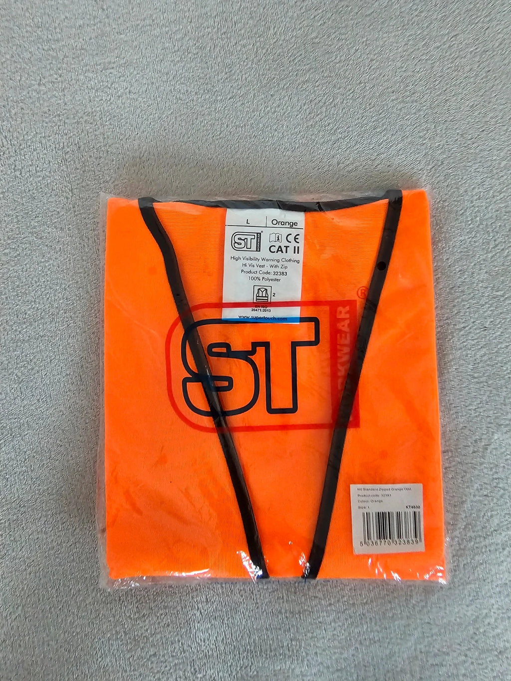 ST workwear men Hi-Vis safety vest waistcoat high visibility CAT II zipper orange L