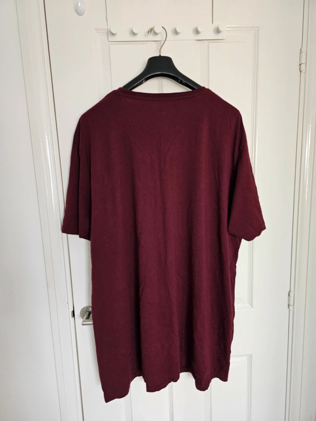 BigDude burgundy T-shirt with embroidered logo on front left chest, 100% cotton.
