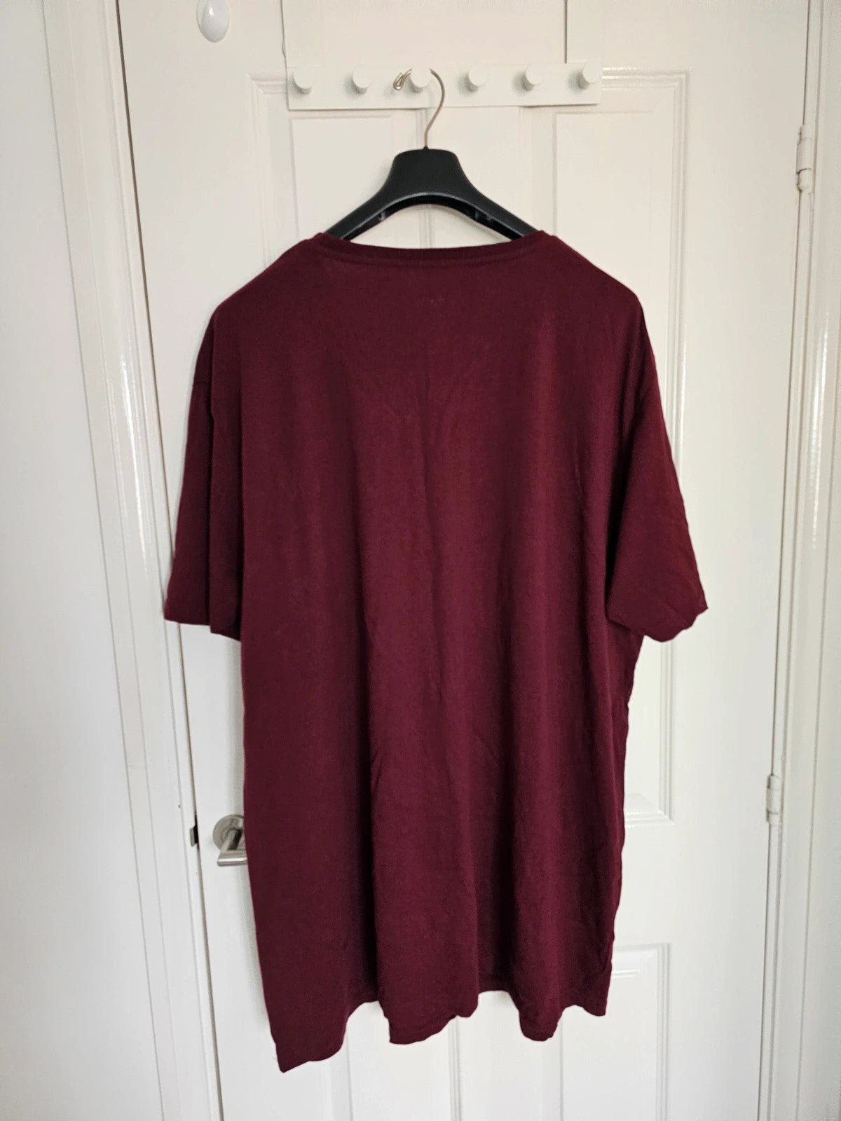 BigDude burgundy T-shirt with embroidered logo on front left chest, 100% cotton.