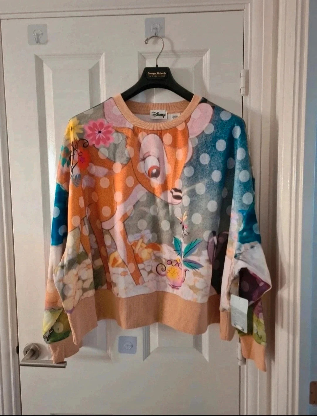 Disney multicolour sweatshirt featuring Bambi and Thumper floral all-over print, cotton blend.
