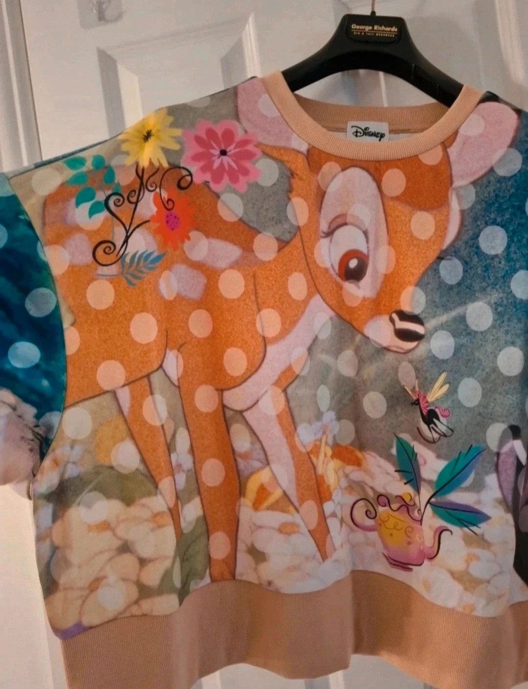 Disney multicolour sweatshirt featuring Bambi and Thumper floral all-over print, cotton blend.