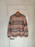 D&Co. chunky knit rust brown jumper mock neck tonal stripes soft material