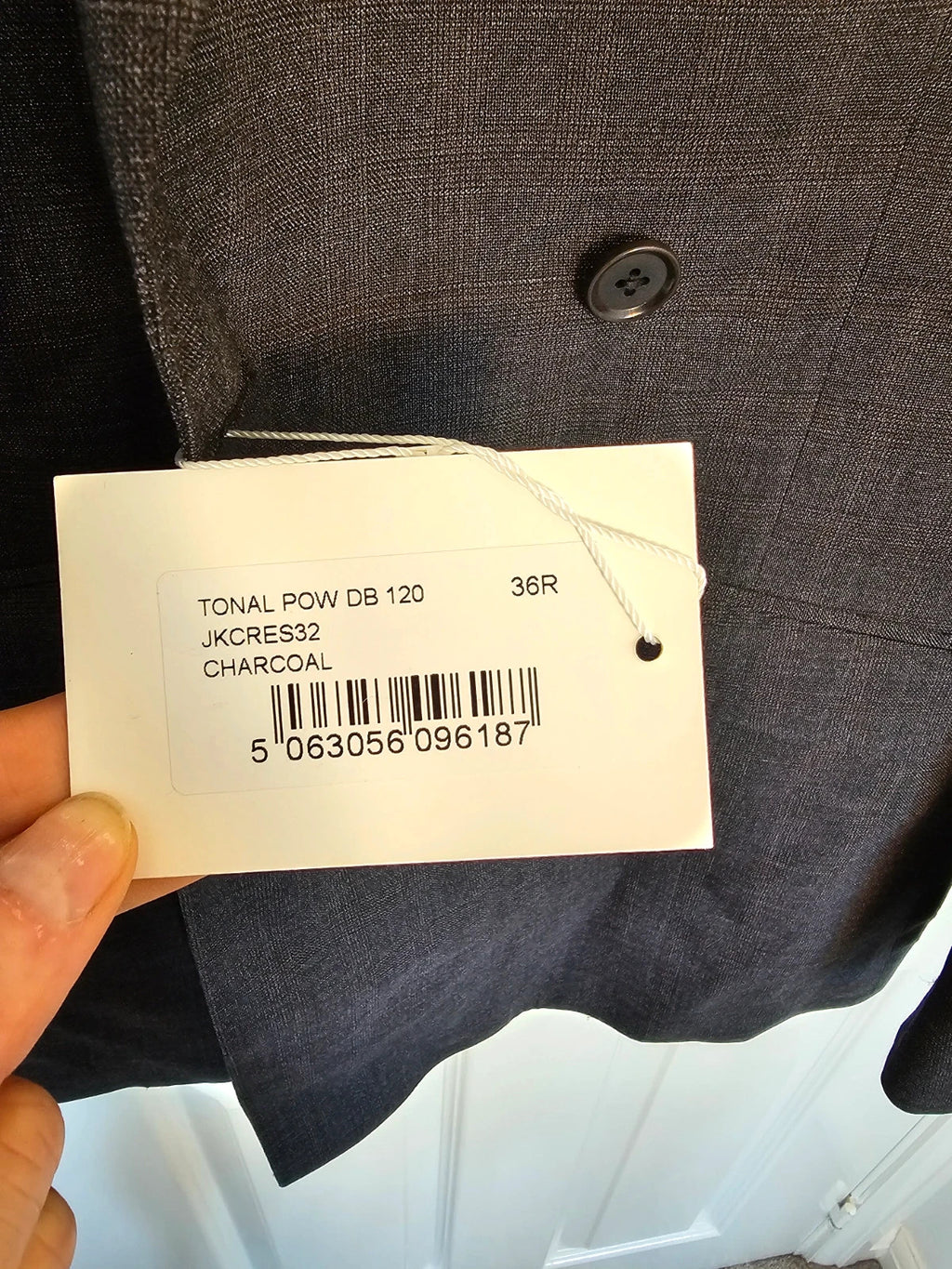 Hawes & Curtis grey blazer jacket peak lapel tonal POW check slim fit wool.