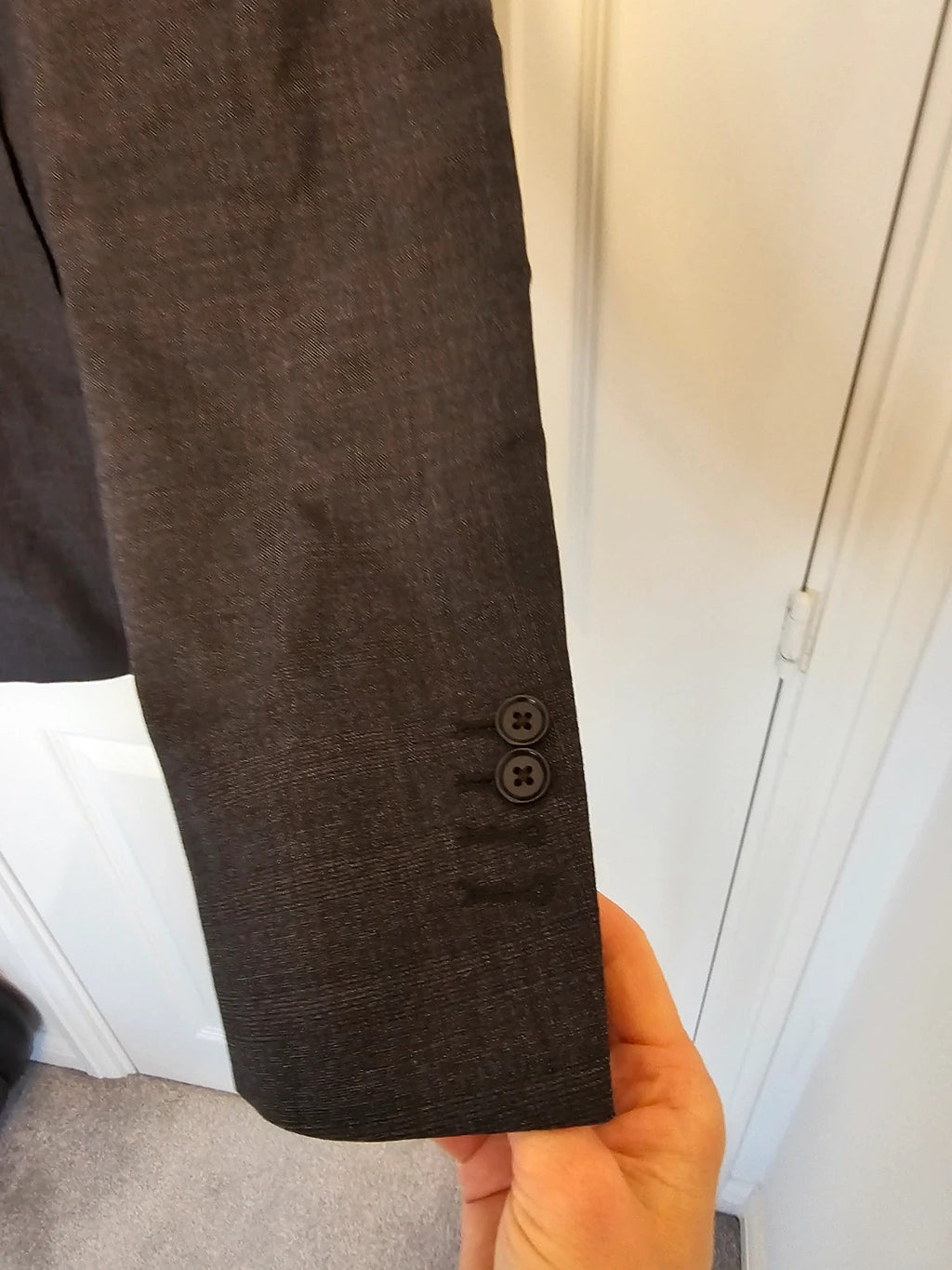 Hawes & Curtis grey blazer jacket peak lapel tonal POW check slim fit wool.