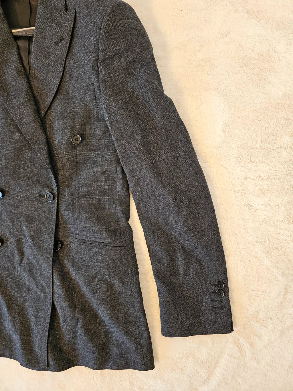 Hawes & Curtis grey blazer jacket peak lapel tonal POW check slim fit wool.