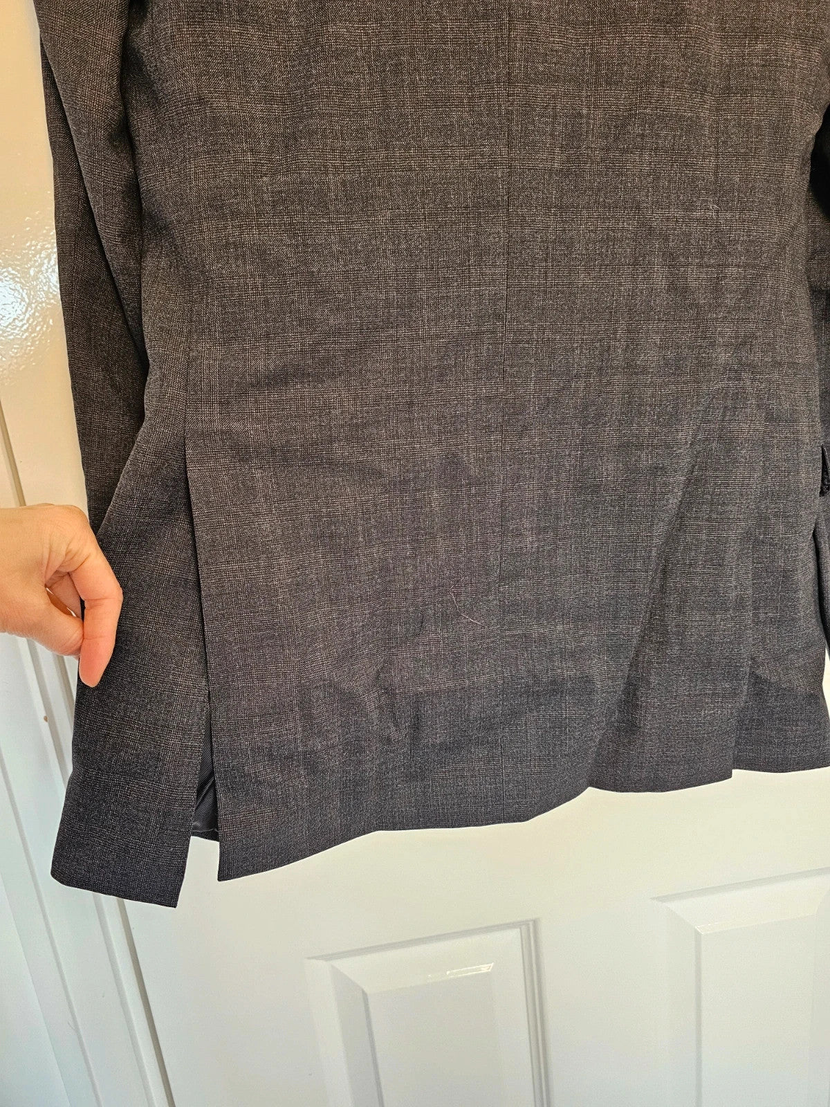 Hawes & Curtis grey blazer jacket peak lapel tonal POW check slim fit wool.