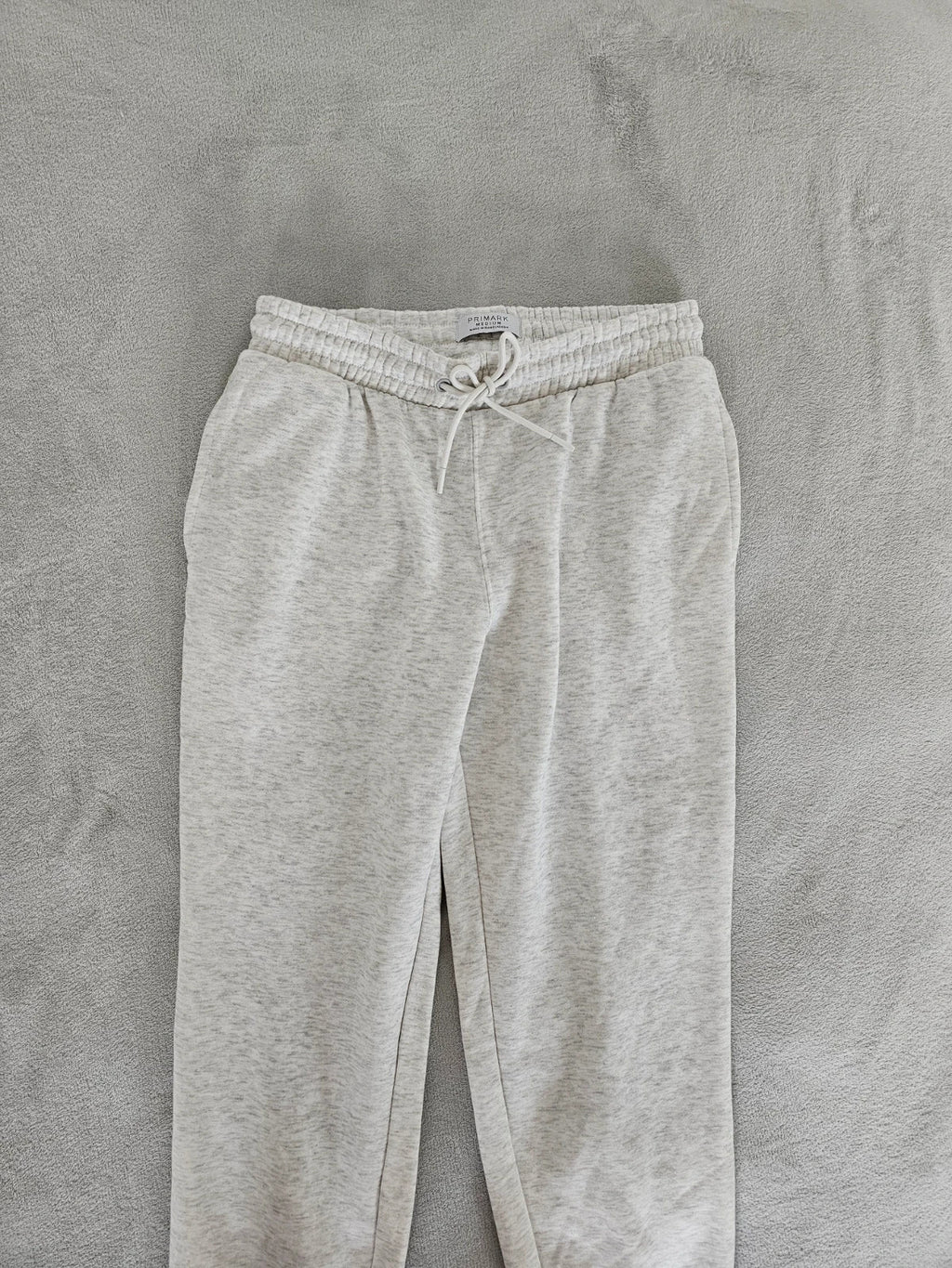 Primark grey and white joggers, regular fit, cotton blend, casual lounge style.