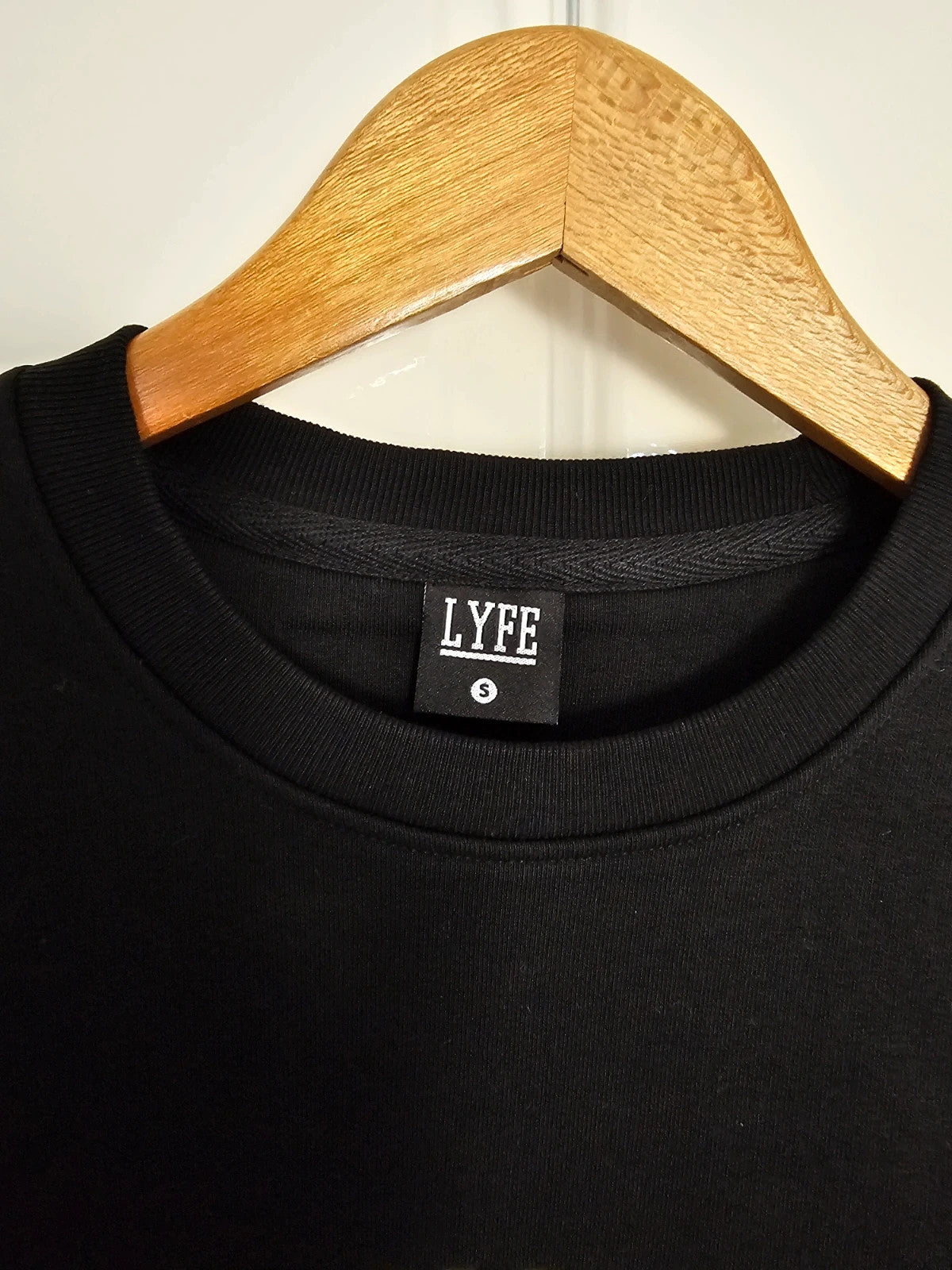 Lyfe black jumper crew neck with Birmingham print letters, cotton blend material.