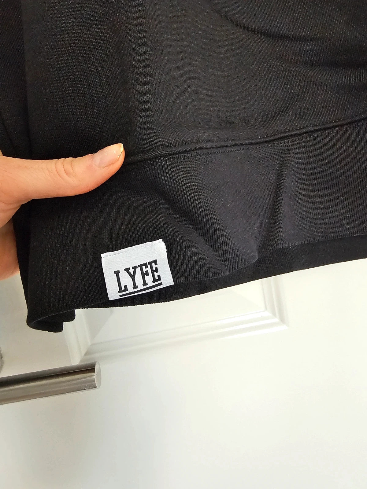 Lyfe black jumper crew neck with Birmingham print letters, cotton blend material.