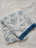 Casa & Beyond blue and white floral jacquard blanket lightweight breathable cotton 150x200cm