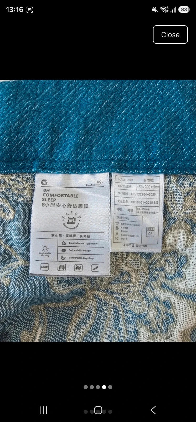Casa & Beyond blue and white floral jacquard blanket lightweight breathable cotton 150x200cm