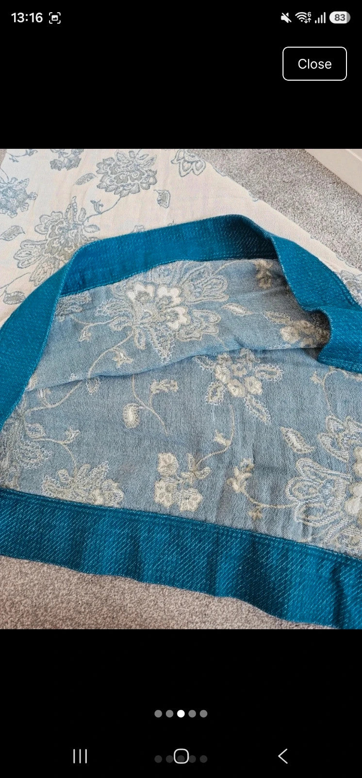 Casa & Beyond blue and white floral jacquard blanket lightweight breathable cotton 150x200cm