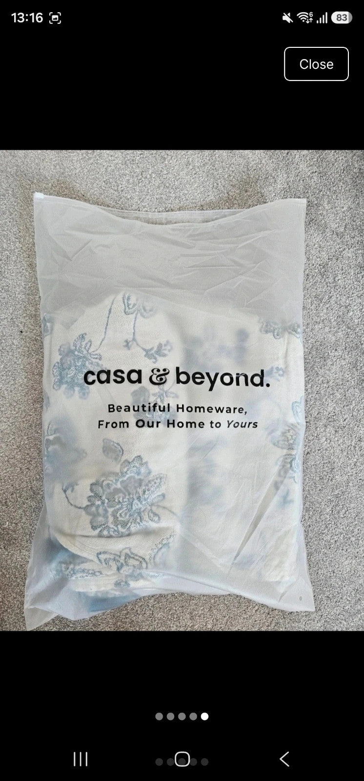 Casa & Beyond blue and white floral jacquard blanket lightweight breathable cotton 150x200cm
