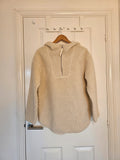 H&M cream oversized fleece teddy jacket with drop shoulder and 1/4 zip detail.
