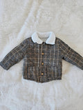 TU baby boys brown checked duffle coat cotton fleece material in excellent condition.