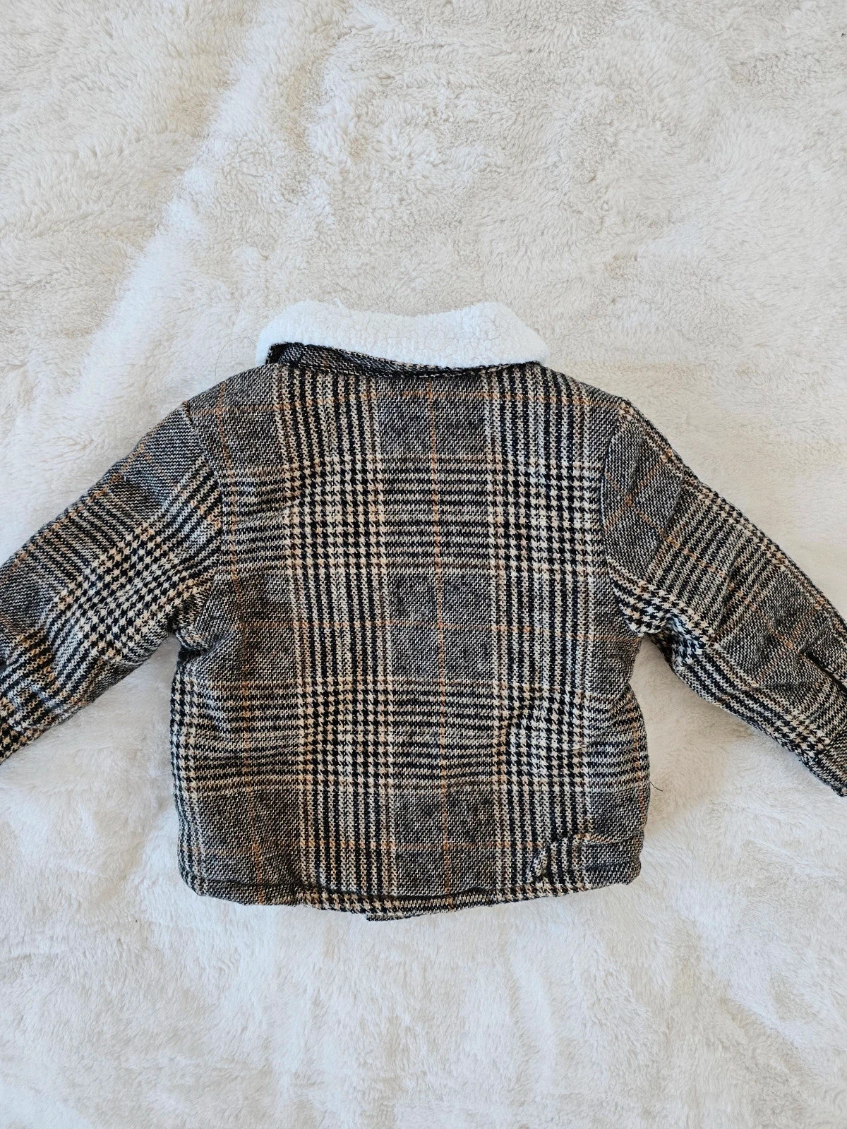 TU baby boys brown checked duffle coat cotton fleece material in excellent condition.