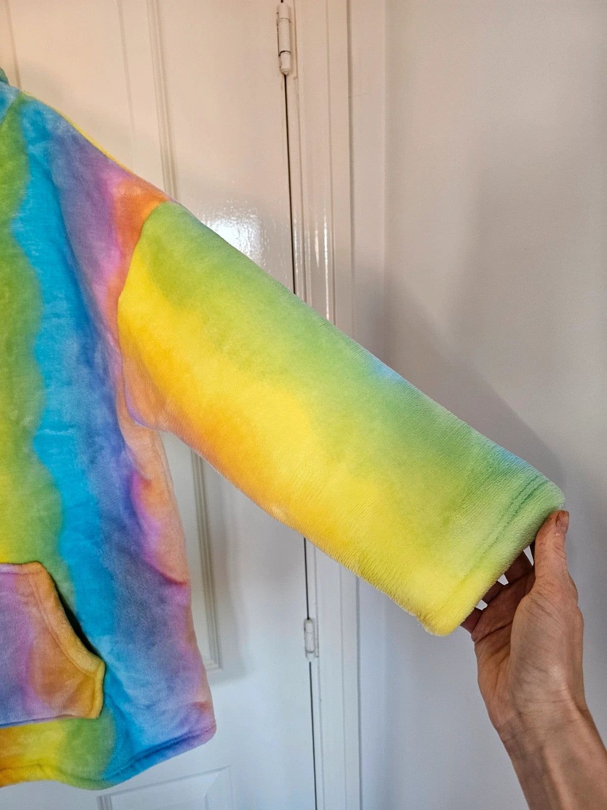 City Comfort multicolour oversized hoodie blanket tie-dye pattern soft sherpa fleece lined