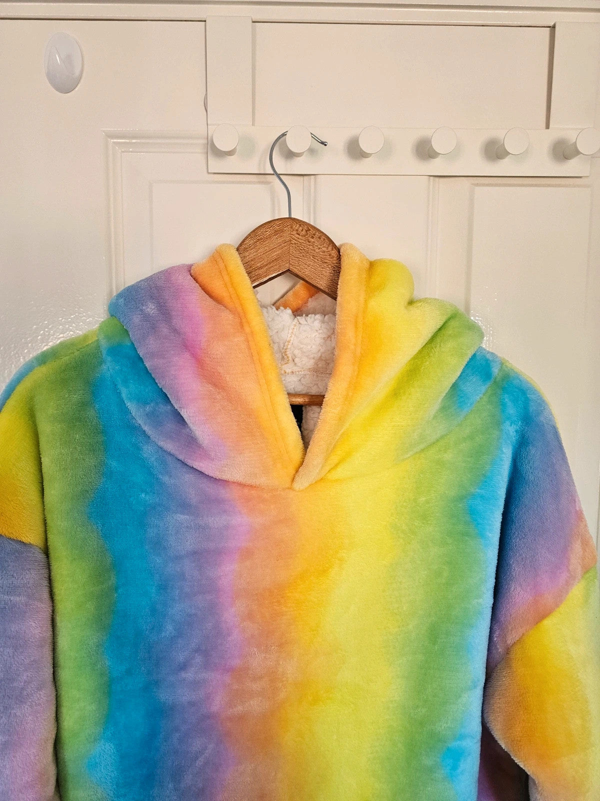 City Comfort multicolour oversized hoodie blanket tie-dye pattern soft sherpa fleece lined