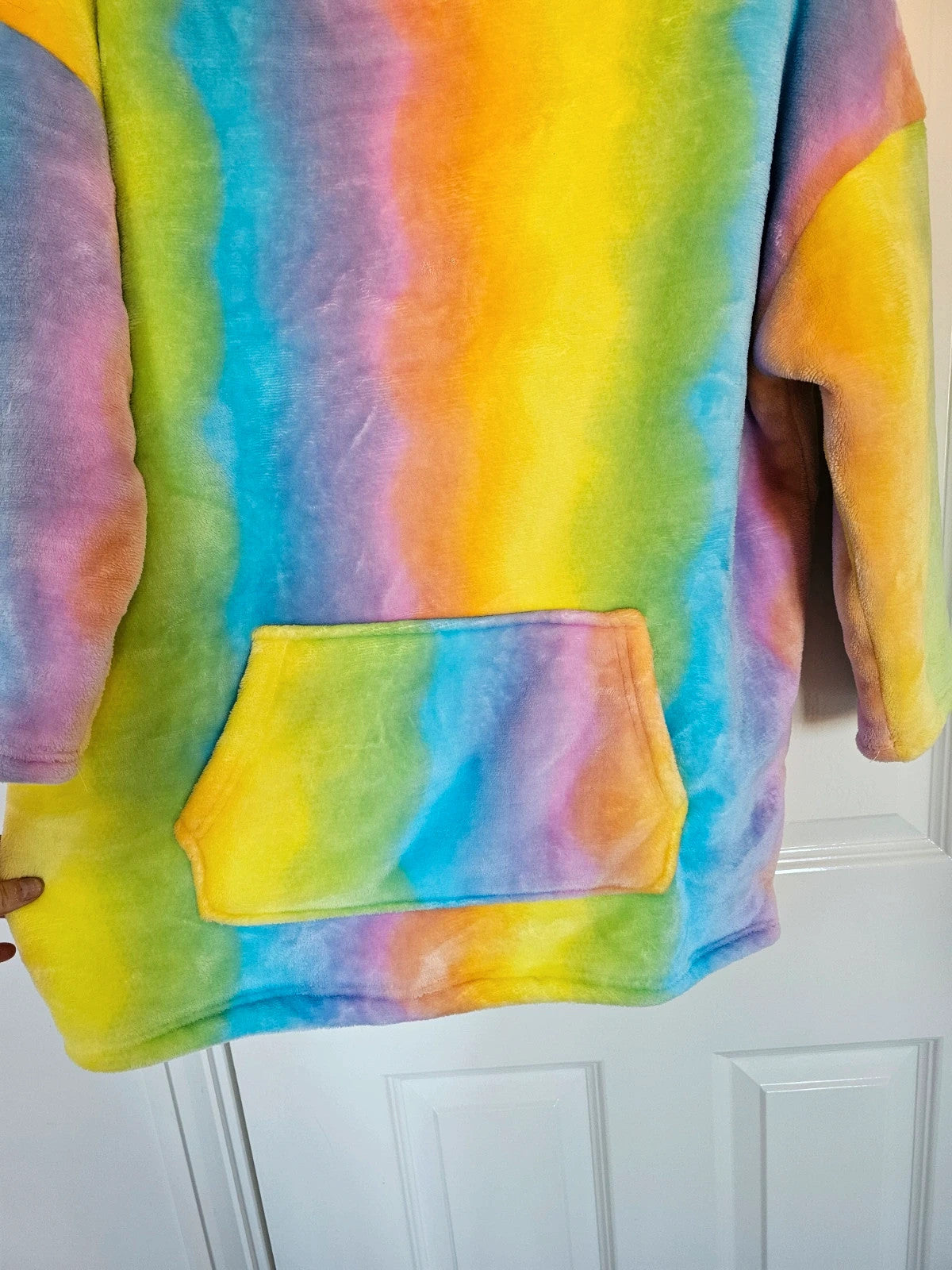 City Comfort multicolour oversized hoodie blanket tie-dye pattern soft sherpa fleece lined