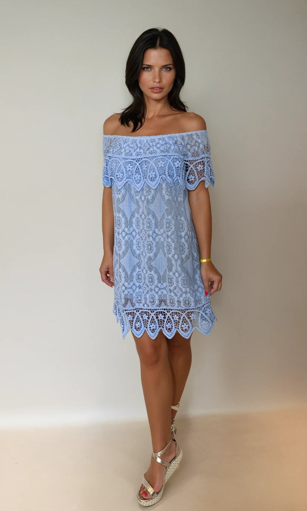 Lace Bardot Mini Dress