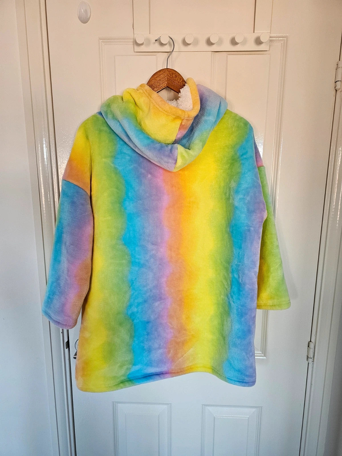 City Comfort multicolour oversized hoodie blanket tie-dye pattern soft sherpa fleece lined